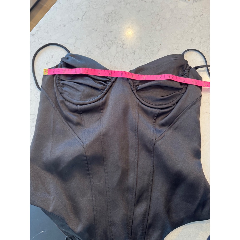 Zara Black Satin Corset Bodice Bodysuit Ruched Underwire Small - Picture 8 of 8
